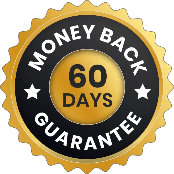 60-day money-back guarantee seal for HepatoBurn weight loss supplement